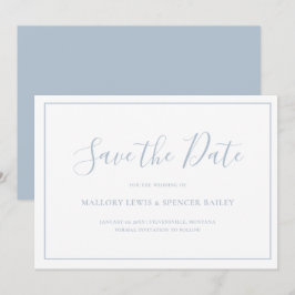 Reserva La Fecha Boda elegante tradicional azul polvoriento
