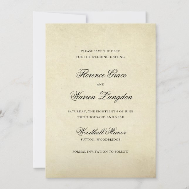 Reserva La Fecha Boda Elegante Vintage (Anverso)