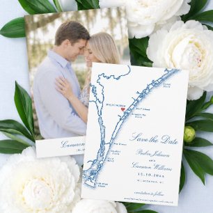 Reserva La Fecha Boda en Airlie Gardens Wilmington NC Mapa Azul Mar