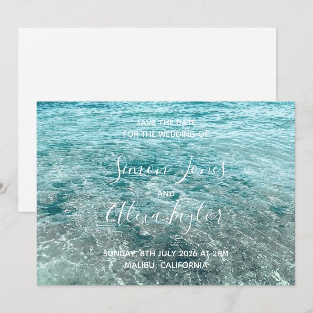 Reserva La Fecha Boda en destino de playa guardar la fecha (Anverso / Reverso)