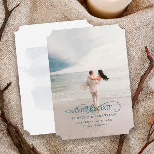 Reserva La Fecha Boda en Destino Tropical de Playa Foto Guarde la F