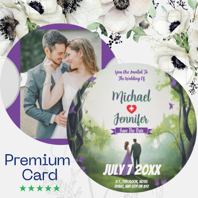 Reserva La Fecha Boda en el Bosque Morado Foto Personalizada Fecha  (Subido por el creador)