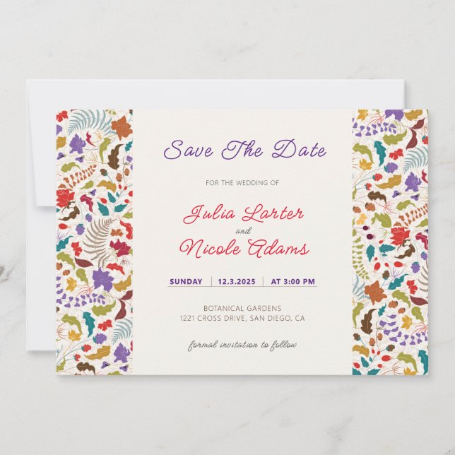 Reserva La Fecha Boda en el jardín de flores exóticas de Wild Rose  (Anverso)