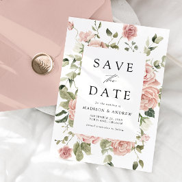 Reserva La Fecha Boda en el jardín de rosas rosadas elegantes