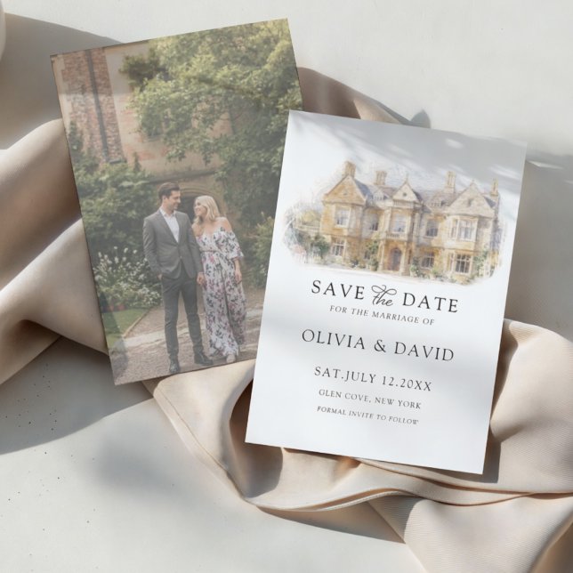 Reserva La Fecha Boda en el lugar con acuarela Save the Date (Subido por el creador)
