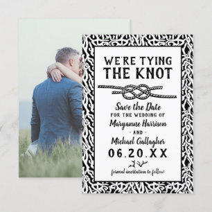 Reserva La Fecha Boda en la Playa Atando el Nudo Coral Moderno Foto