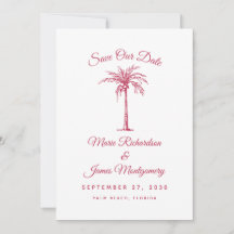 Boda en la playa con magenta moderno - Guardar la