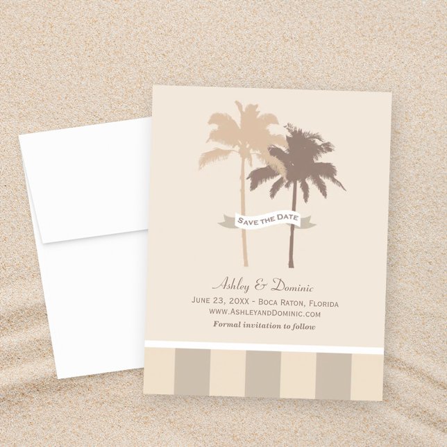 Reserva La Fecha Boda en la playa con palmera neutral (Subido por el creador)