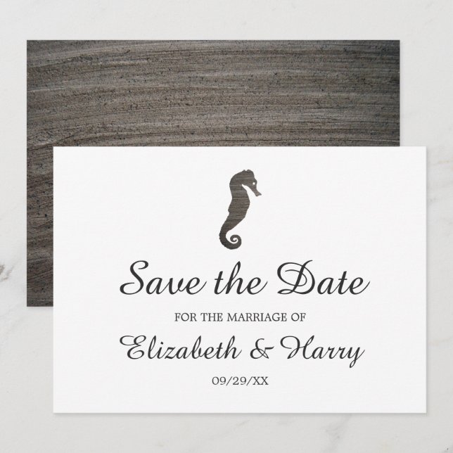 Reserva La Fecha Boda en la playa de Clay Seahorse (Anverso / Reverso)