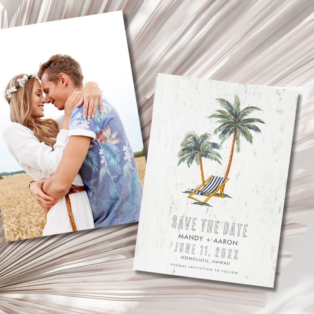 Reserva La Fecha Boda en la playa de Hawái Foto  (Hawaii Beach Destination Wedding Photo Save The Date)