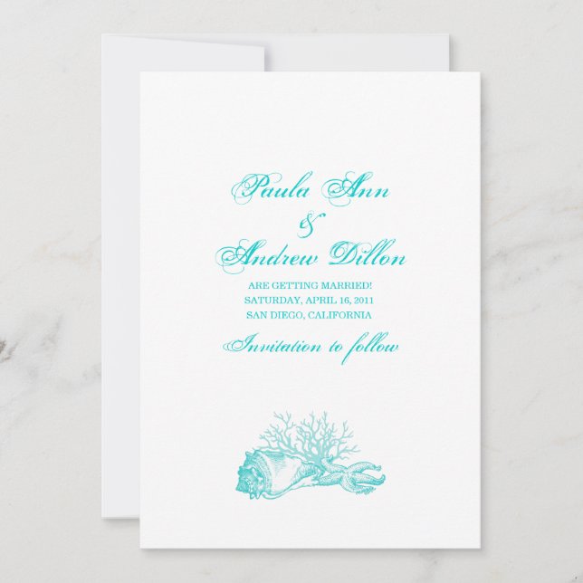 Reserva La Fecha Boda en la Playa Guárdala Fecha (Anverso)