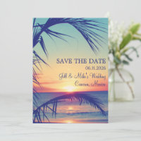 Boda en la playa tropical de México, guarde la fec