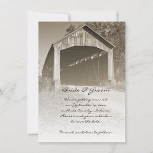 Reserva La Fecha Boda en Puente Cubierto Rústico - Save the Date