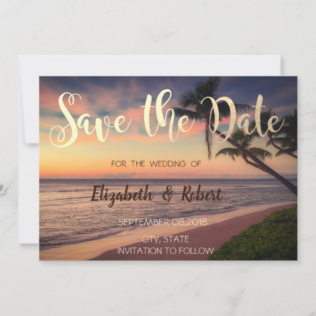 Reserva La Fecha Boda en Sunset Beach, Palmas  Salva la Fecha (Anverso)