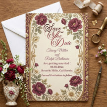 Boda en tonos joya antiguos de rosa borgoña elegan