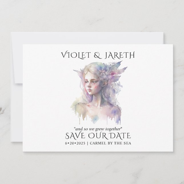 Reserva La Fecha Boda encantado de Woodland Fairy (Anverso)