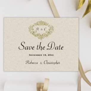 Reserva La Fecha Boda Escudo Beige Elegance Gold