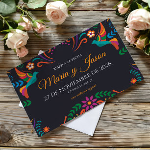 Reserva La Fecha Boda Española Floral Colorida Negra Nuestra Boda W