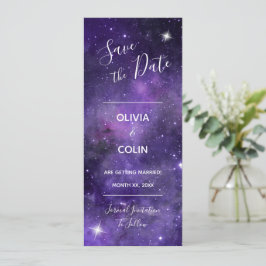 Reserva La Fecha Boda Estrellas Cielo Nocturno Púrpura