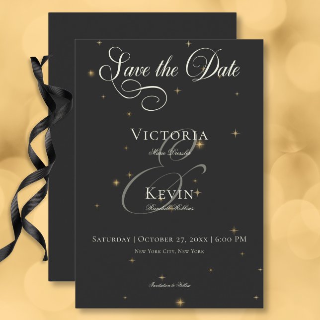 Reserva La Fecha Boda Estrellas Victorianas Oscuras y Melancólicas (Dark Moody Victorian Stars Wedding Save The Date Card)