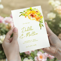 Boda floral acuarela amarilla y verde cítrico