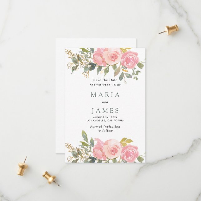 Reserva La Fecha Boda floral acuarela de verano (Anverso/Reverso In Situ)