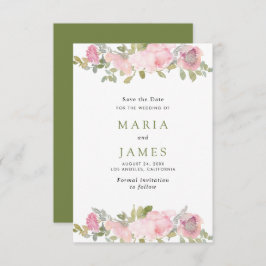 Reserva La Fecha Boda floral acuarela de verano