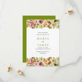 Reserva La Fecha Boda floral acuarela del jardín de verano