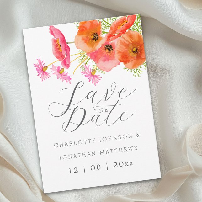 Reserva La Fecha Boda Floral Acuarela Moderna Boho Chic (Modern boho chic vibrant wildflower floral watercolor wedding save the date invitation)