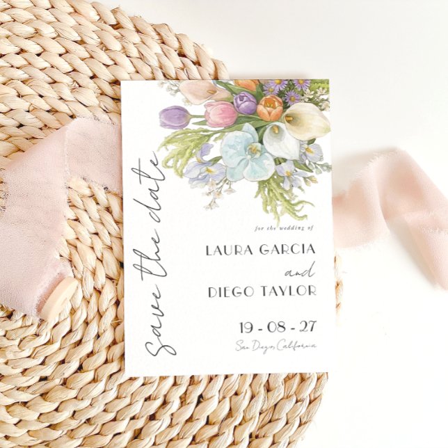 Reserva La Fecha Boda floral acuarela pastel (Subido por el creador)