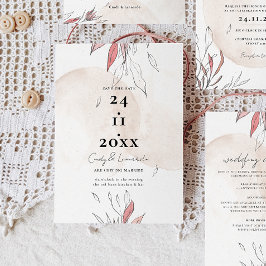 Reserva La Fecha Boda Floral Acuarela Rústica Terrosa