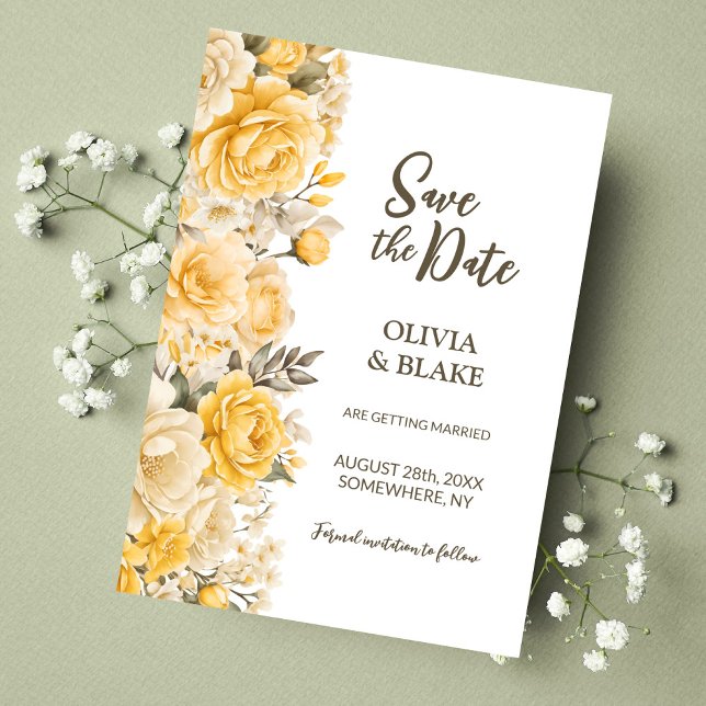 Reserva La Fecha Boda floral amarillo (Subido por el creador)