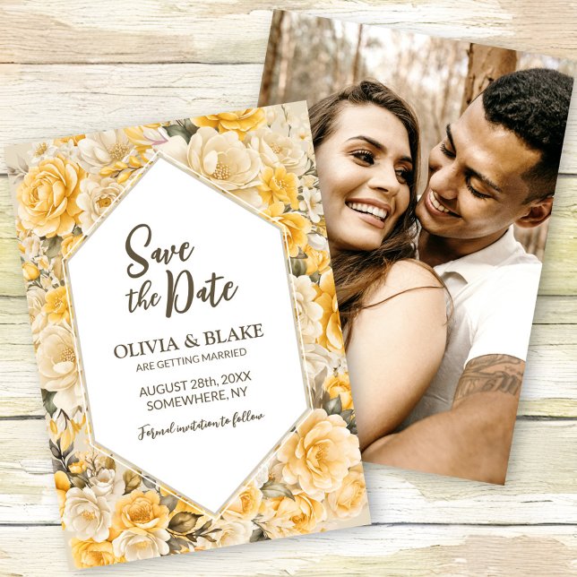 Reserva La Fecha Boda floral amarillo (Subido por el creador)