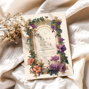 Reserva La Fecha Boda floral Art Nouveau Golden Arch