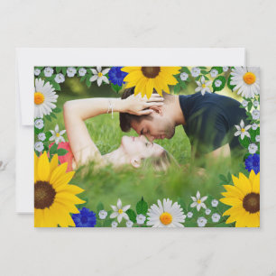 Reserva La Fecha Boda floral azul cielo de verano