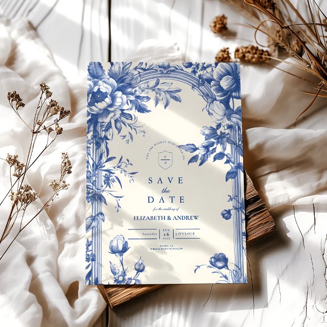 Reserva La Fecha Boda Floral Azul de Victoria (Subido por el creador)