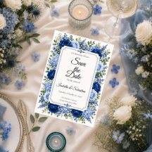 Boda floral azul elegante