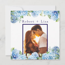 Reserva La Fecha Boda floral azul elegante