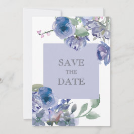 Reserva La Fecha Boda floral azul y agitado de Rusia