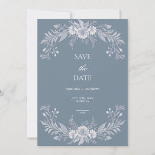 Reserva La Fecha Boda Floral Azul y Dusty Victoriana Salven La Fech