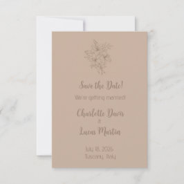 Reserva La Fecha Boda floral beige elegante