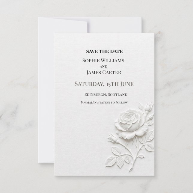 Reserva La Fecha Boda floral blanca (Anverso)