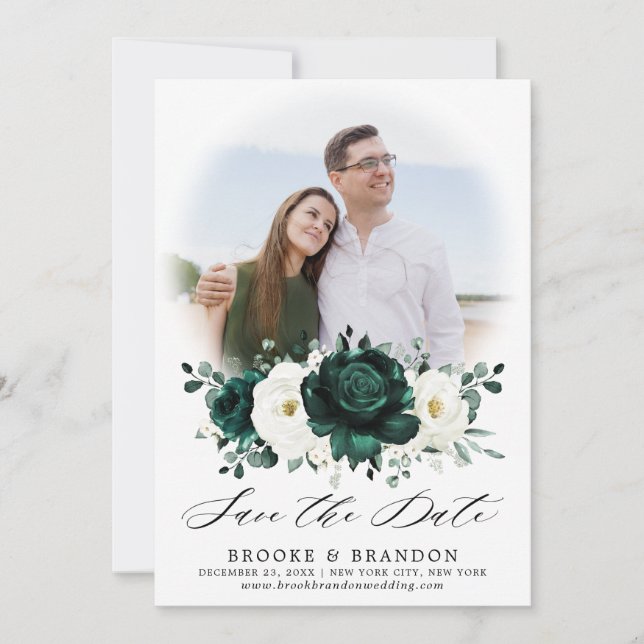 Reserva La Fecha Boda floral blanca Eucalyptus (Anverso)