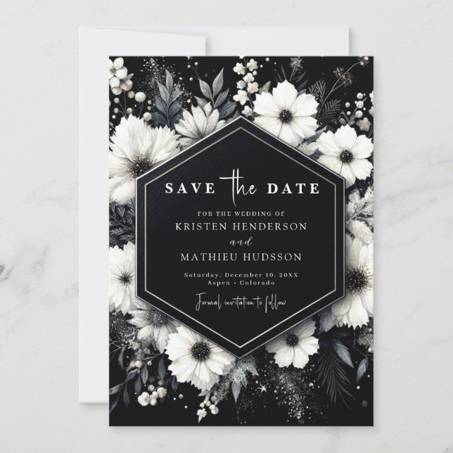 Reserva La Fecha Boda floral blanco de elegancia simple (Anverso)