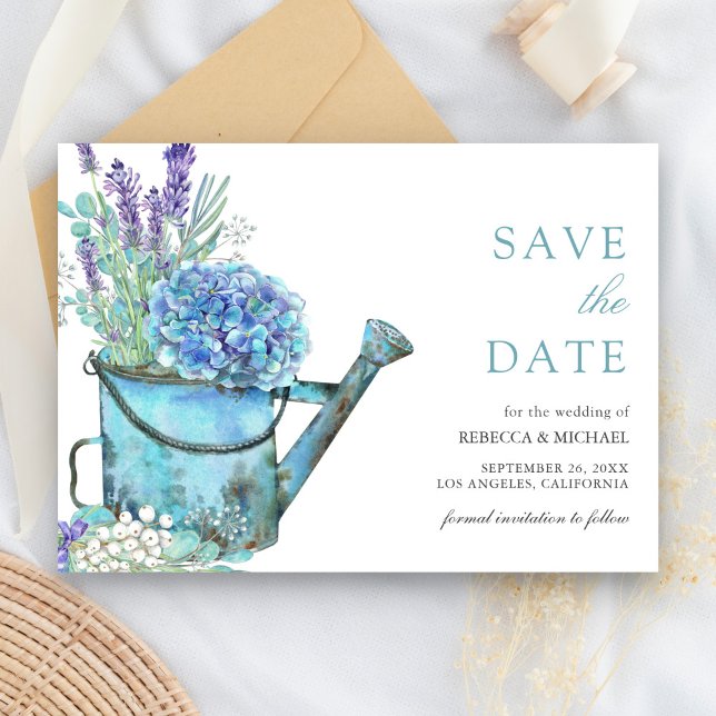 Reserva La Fecha Boda floral Blue Hydrangea and Lavender (Subido por el creador)