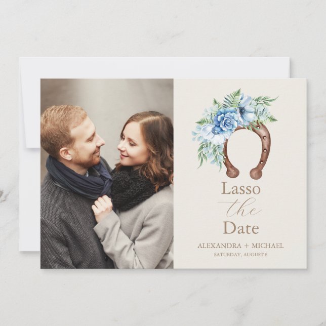 Reserva La Fecha Boda floral bohemiana del país occidental (Anverso)