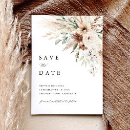 Reserva La Fecha Boda floral boho de hierba de pampas