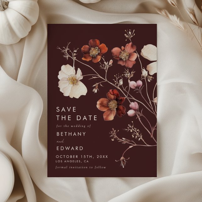 Reserva La Fecha Boda floral boho de otoño (Subido por el creador)
