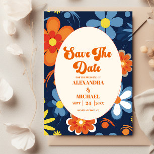 Reserva La Fecha Boda floral boho retro