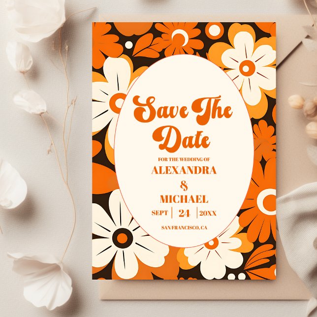 Reserva La Fecha Boda floral boho retro (Subido por el creador)